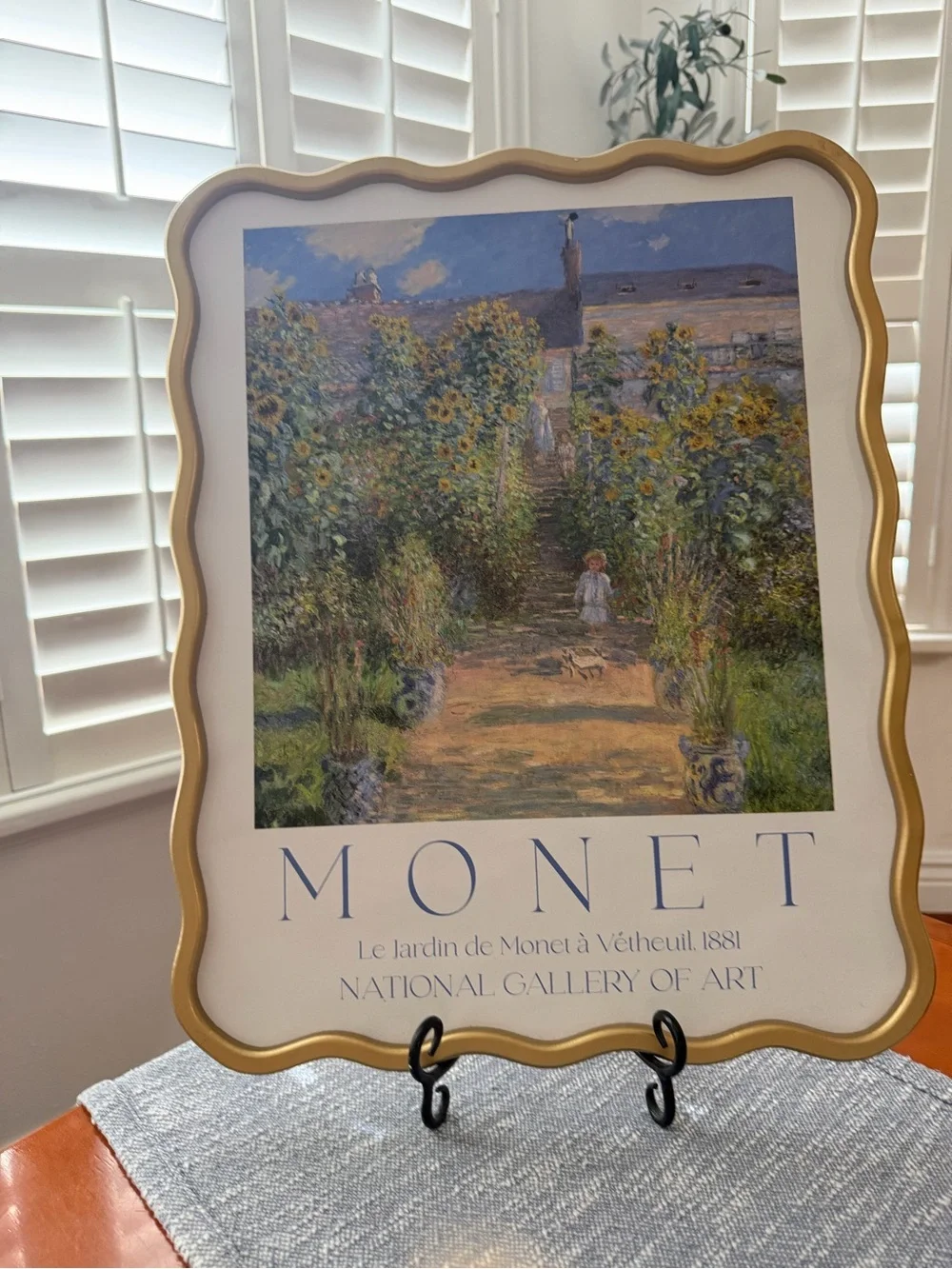 19x16”The Artist's Garden at Vétheuil by Claude Monet Print with golden frame